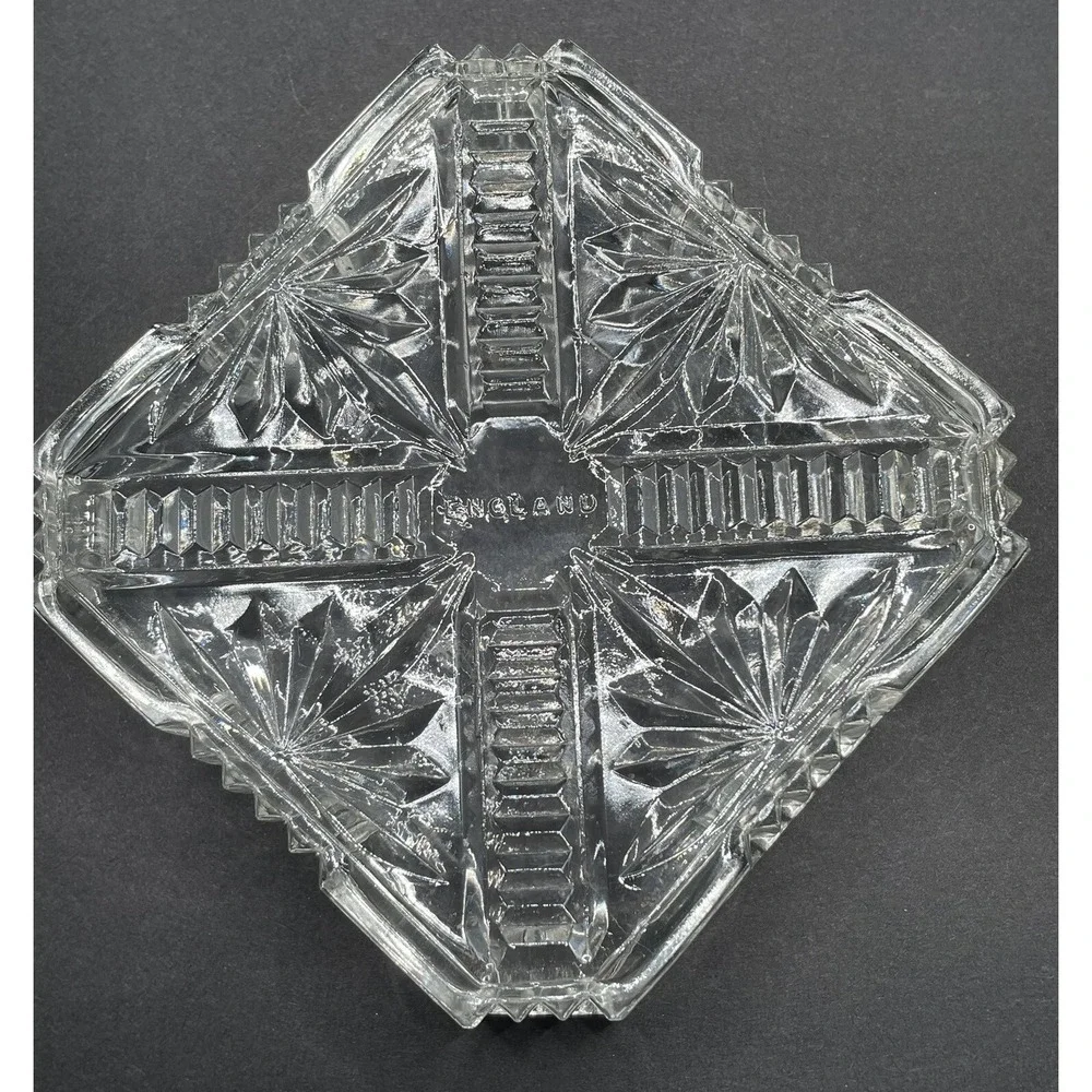 Vintage MCM Crystal Cut Trinket Holder Ashtray. 3.5